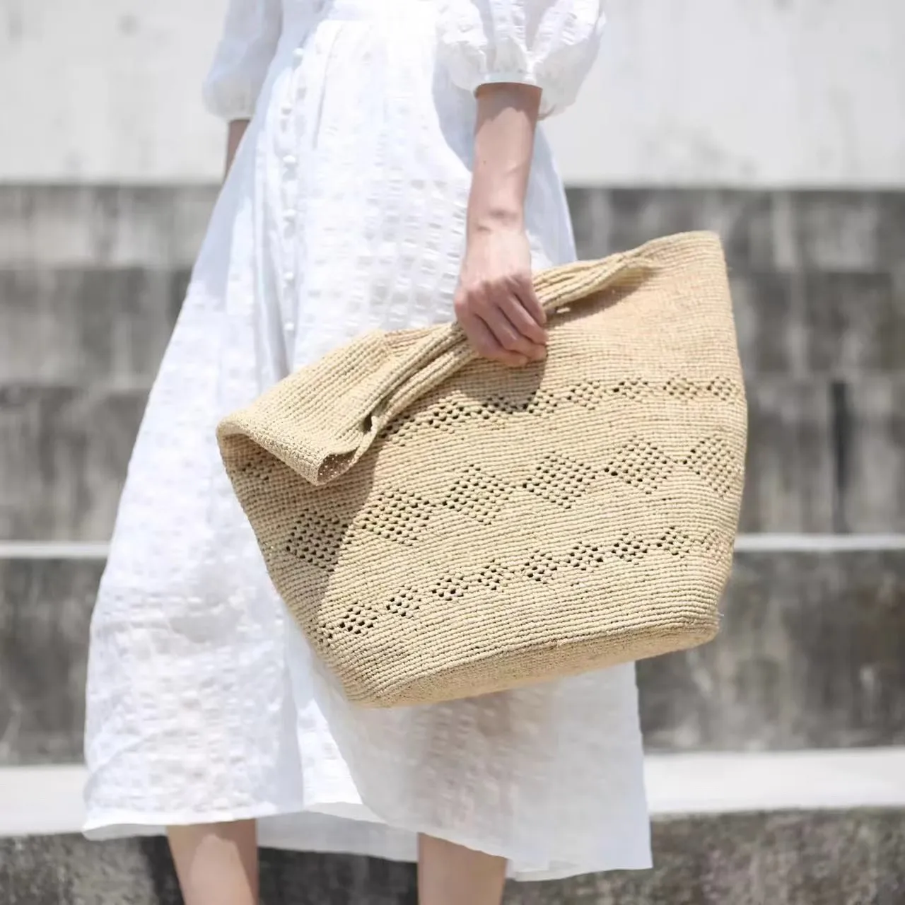 أزياء عارضة سعة كبيرة الرافية  - مراجعة Women'S Raffia Bags وسعره