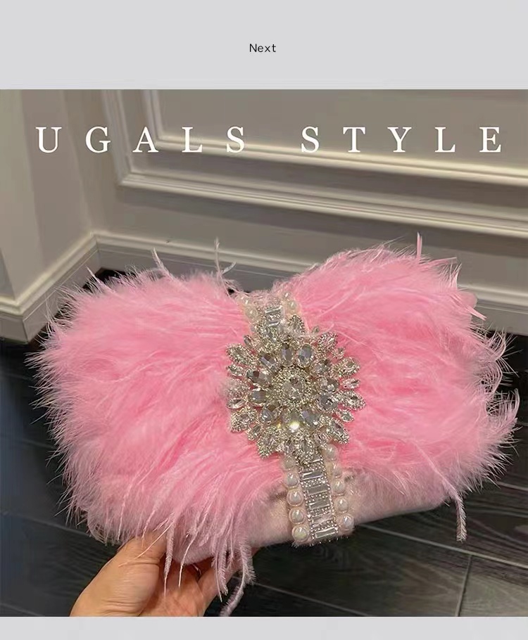 فاخر النعامة الشعر كريستال لام - مراجعة Women Bags On Sale وسعره