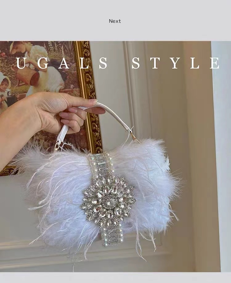 فاخر النعامة الشعر كريستال لام - مراجعة Women Bags On Sale وسعره